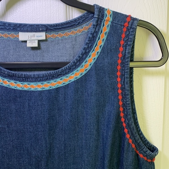 J Jill Denim embroidered sheath dress size small - Picture 3 of 10